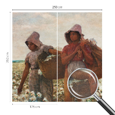 Peel and stick wall mural for living room with a design showing a person working in a field