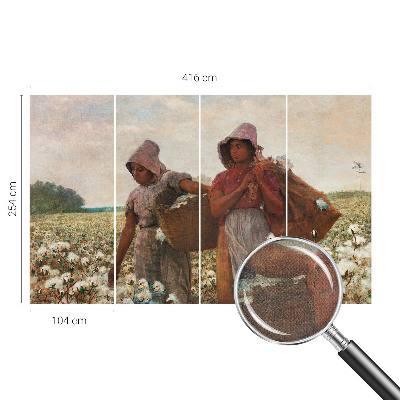 Peel and stick wall mural for living room with a design showing a person working in a field