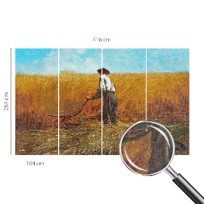 Peel and stick wall mural for bedroom with a 'Harvest in the Sun' design