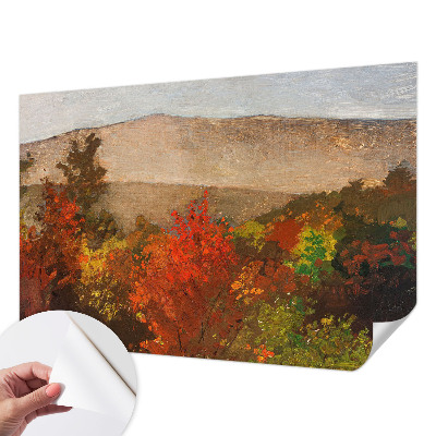 Peel and stick wall mural for kids' room with an autumn panorama motif