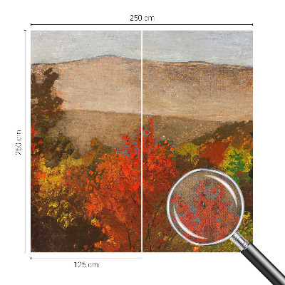 Peel and stick wall mural for kids' room with an autumn panorama motif