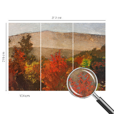 Peel and stick wall mural for kids' room with an autumn panorama motif