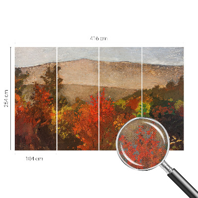 Peel and stick wall mural for kids' room with an autumn panorama motif