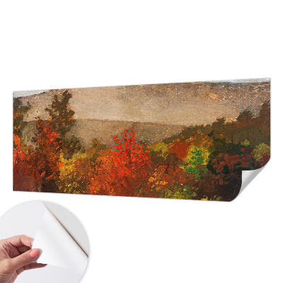 Peel and stick wall mural for kids' room with an autumn panorama motif