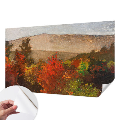 Peel and stick wall mural for kids' room with an autumn panorama motif