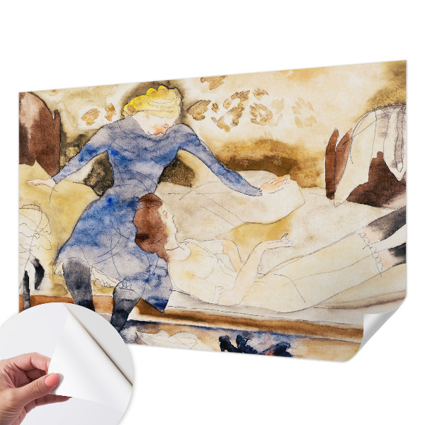 Children's wall mural featuring a feminine peace design