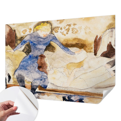 Children's wall mural featuring a feminine peace design