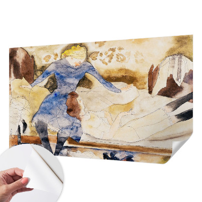 Children's wall mural featuring a feminine peace design