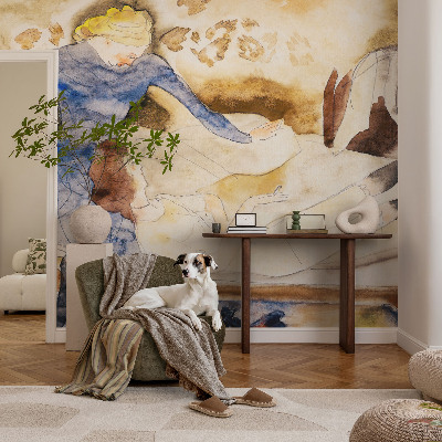 Children's wall mural featuring a feminine peace design