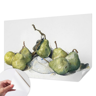 Baby room wall mural with a watercolor pears design