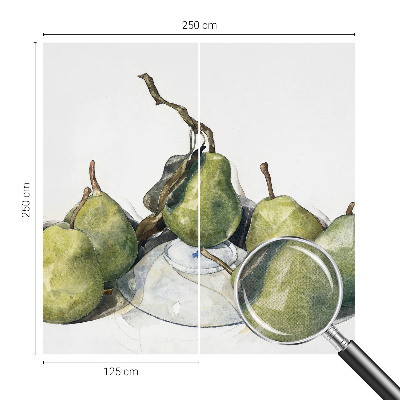 Baby room wall mural with a watercolor pears design
