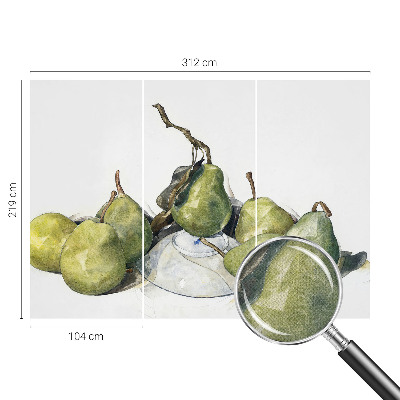 Baby room wall mural with a watercolor pears design
