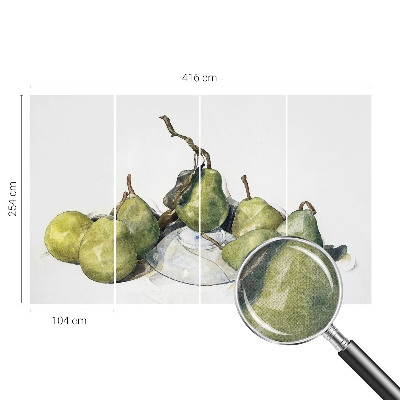 Baby room wall mural with a watercolor pears design
