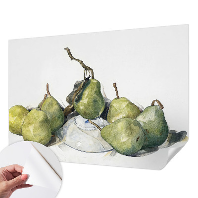 Baby room wall mural with a watercolor pears design