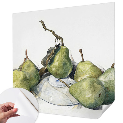 Baby room wall mural with a watercolor pears design