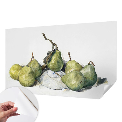 Baby room wall mural with a watercolor pears design