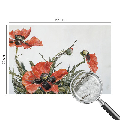 Peel and stick wall mural with red poppies