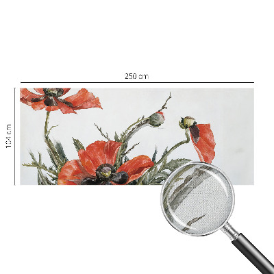 Peel and stick wall mural with red poppies