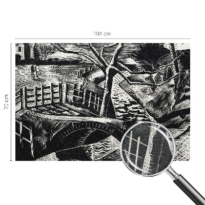 Self-adhesive wall mural with an architectural landscape design