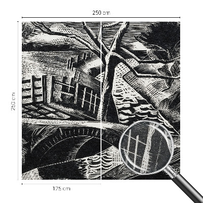 Self-adhesive wall mural with an architectural landscape design