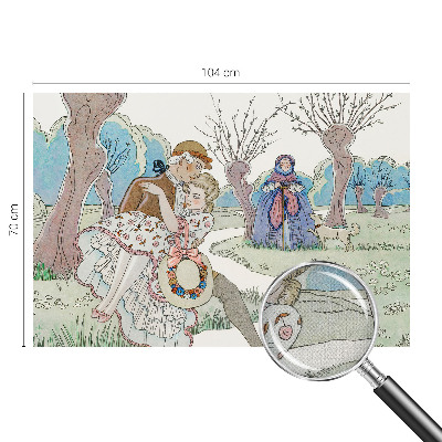 Stick-on wall mural featuring a romantic scene