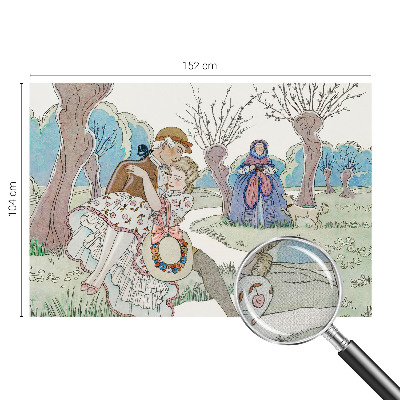 Stick-on wall mural featuring a romantic scene