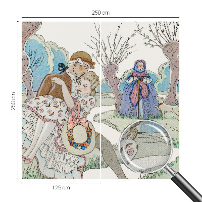Stick-on wall mural featuring a romantic scene