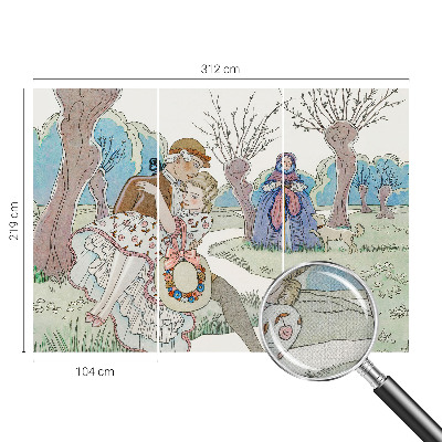 Stick-on wall mural featuring a romantic scene