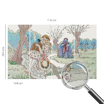 Stick-on wall mural featuring a romantic scene