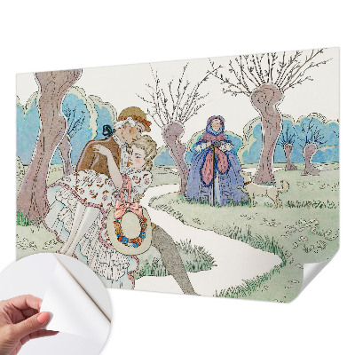 Stick-on wall mural featuring a romantic scene