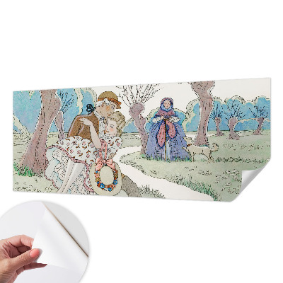 Stick-on wall mural featuring a romantic scene