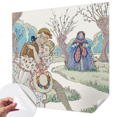 Stick-on wall mural featuring a romantic scene