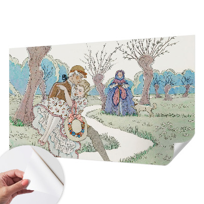 Stick-on wall mural featuring a romantic scene
