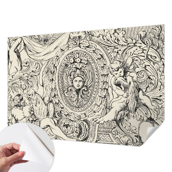 Removable wall mural with an ornate decorative pattern