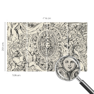 Removable wall mural with an ornate decorative pattern