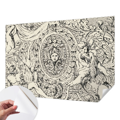 Removable wall mural with an ornate decorative pattern