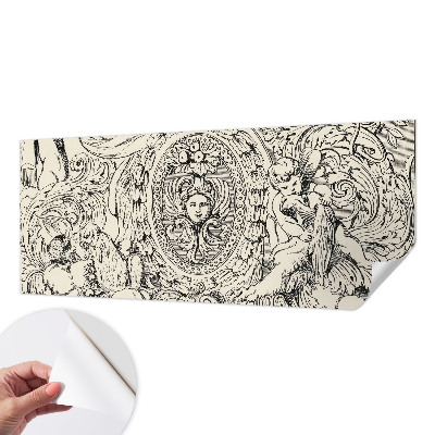 Removable wall mural with an ornate decorative pattern