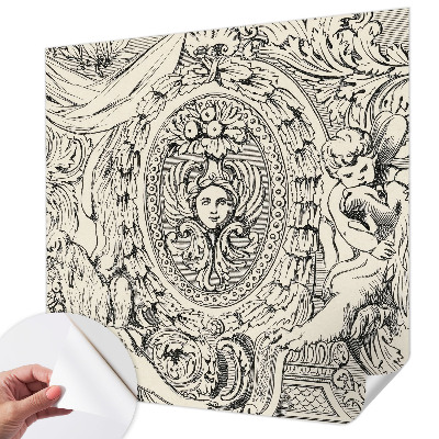Removable wall mural with an ornate decorative pattern