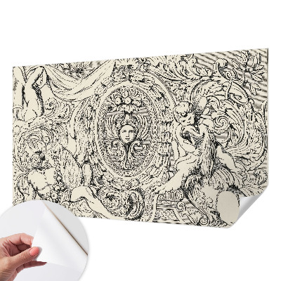 Removable wall mural with an ornate decorative pattern