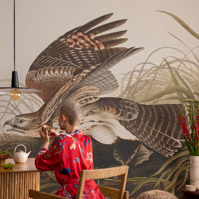 Peel and stick wall mural for living room featuring the Winged Beauty design