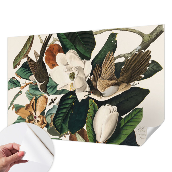 Peel and stick wall mural for bedroom Birds magnolias