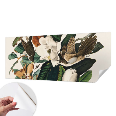 Peel and stick wall mural for bedroom Birds magnolias