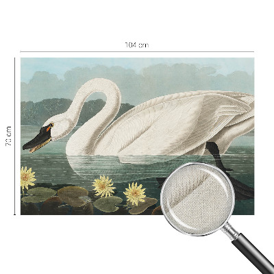 Peel and stick wall mural for kids' room with a swan and water lilies motif