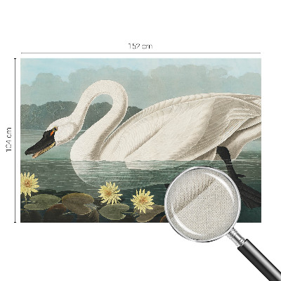 Peel and stick wall mural for kids' room with a swan and water lilies motif