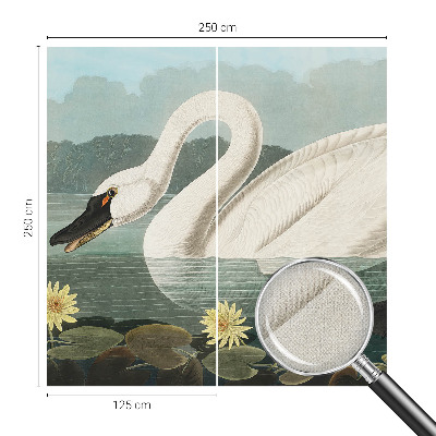 Peel and stick wall mural for kids' room with a swan and water lilies motif