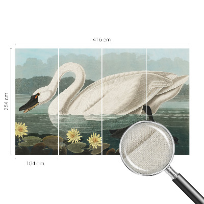 Peel and stick wall mural for kids' room with a swan and water lilies motif