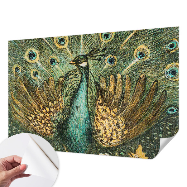 3D photo wallpaper mural featuring a majestic peacock