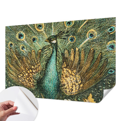 3D photo wallpaper mural featuring a majestic peacock