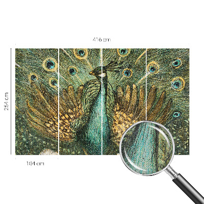 3D photo wallpaper mural featuring a majestic peacock