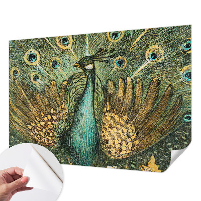 3D photo wallpaper mural featuring a majestic peacock